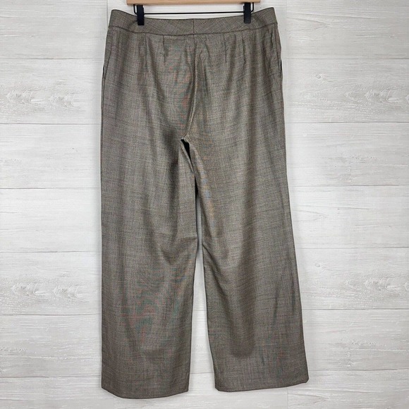 St. John Dress Pants Women Size 14 Waist 34 Tan Brown Wool Silk Blend Wide Leg - Picture 5 of 14